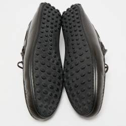 Pre Owned Tod's Dark Brown Leather Laccetto City Gommino Loafers Size 47