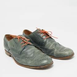 Pre Owned Tod's Green Leather Lace Up Brogues Size 44.5