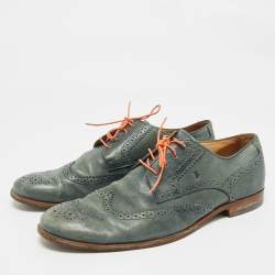 Pre Owned Tod's Green Leather Lace Up Brogues Size 44.5
