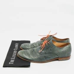 Pre Owned Tod's Green Leather Lace Up Brogues Size 44.5