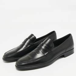 Pre Owned Tod's Black Leather Slip On Penny Loafers Size 45.5