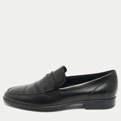 Pre Owned Tod's Black Leather Slip On Penny Loafers Size 45.5