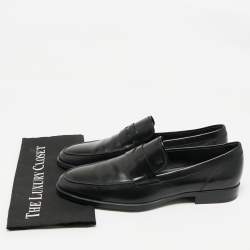 Pre Owned Tod's Black Leather Slip On Penny Loafers Size 45.5