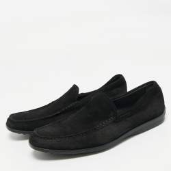Pre Owned Tod's Black Suede Slip On Loafers Size 42