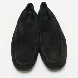 Pre Owned Tod's Black Suede Slip On Loafers Size 42