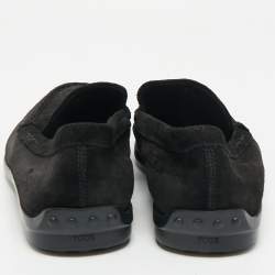 Pre Owned Tod's Black Suede Slip On Loafers Size 42