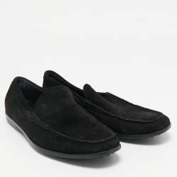 Pre Owned Tod's Black Suede Slip On Loafers Size 42