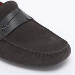 Pre Owned Tod's for Ferrari Grey/Dark Brown Suede Loafers Size 43
