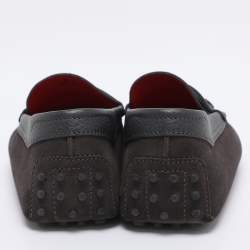 Pre Owned Tod's for Ferrari Grey/Dark Brown Suede Loafers Size 43