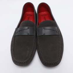 Pre Owned Tod's for Ferrari Grey/Dark Brown Suede Loafers Size 43