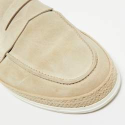 Pre Owned Tod's Light Grey Suede Slip On Loafers Size 42.5