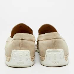 Pre Owned Tod's Light Grey Suede Slip On Loafers Size 42.5