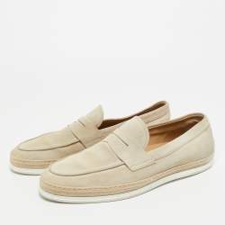 Pre Owned Tod's Light Grey Suede Slip On Loafers Size 42.5