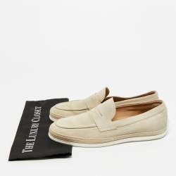 Pre Owned Tod's Light Grey Suede Slip On Loafers Size 42.5