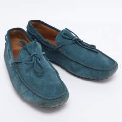 Pre Owned Tod's Blue Suede Gommino Loafers Size 39