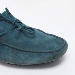 Pre Owned Tod's Blue Suede Gommino Loafers Size 39