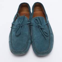 Pre Owned Tod's Blue Suede Gommino Loafers Size 39