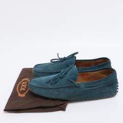 Pre Owned Tod's Blue Suede Gommino Loafers Size 39
