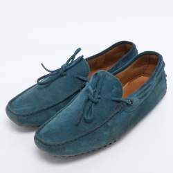 Pre Owned Tod's Blue Suede Gommino Loafers Size 39