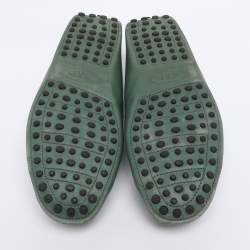 Pre Owned Tod's Green Leather Gommino Loafers Size 39.5