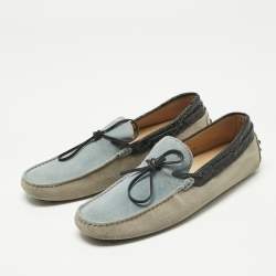 Pre Owned Tod's Tricolor Crocodile Leather and Suede Loafers Size 44.5