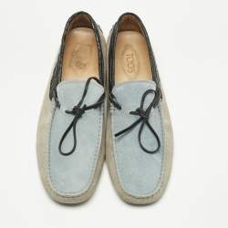 Pre Owned Tod's Tricolor Crocodile Leather and Suede Loafers Size 44.5