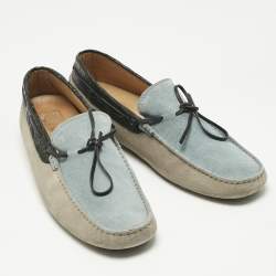Pre Owned Tod's Tricolor Crocodile Leather and Suede Loafers Size 44.5