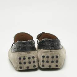 Pre Owned Tod's Tricolor Crocodile Leather and Suede Loafers Size 44.5
