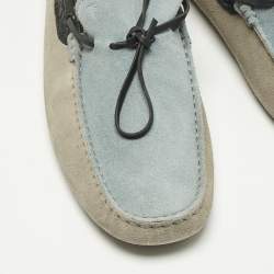 Pre Owned Tod's Tricolor Crocodile Leather and Suede Loafers Size 44.5