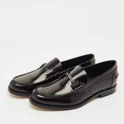 Pre Owned Tod's Black Leather Penny Slip On Loafers Size 42