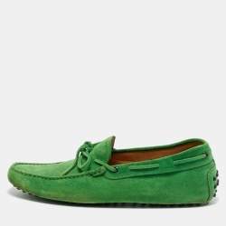 Pre Owned Tod's Green Suede Slip On  Loafers Size 44.5