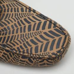 Pre Owned Tod's Beige/Dark Grey Printed Leather Bow Loafers Size 41.5