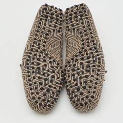 Pre Owned Tod's Beige/Dark Grey Printed Leather Bow Loafers Size 41.5