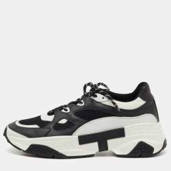 Pre Owned Tod's Black/White Mesh and Leather Active Sportivo 57b Chunky Sneakers Size 42