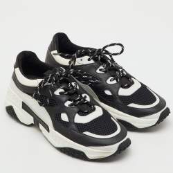 Pre Owned Tod's Black/White Mesh and Leather Active Sportivo 57b Chunky Sneakers Size 42