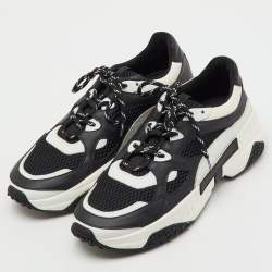 Pre Owned Tod's Black/White Mesh and Leather Active Sportivo 57b Chunky Sneakers Size 42