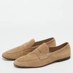 Pre Owned Tod's Brown Suede Slip On Penny Loafers Size 45.5
