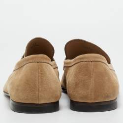 Pre Owned Tod's Brown Suede Slip On Penny Loafers Size 45.5