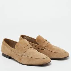 Pre Owned Tod's Brown Suede Slip On Penny Loafers Size 45.5