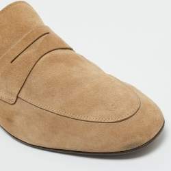 Pre Owned Tod's Brown Suede Slip On Penny Loafers Size 45.5