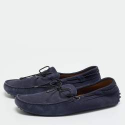Pre Owned Tod's Navy Blue Suede Gommino Loafers Size 43