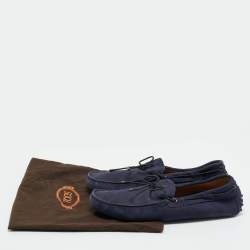Pre Owned Tod's Navy Blue Suede Gommino Loafers Size 43