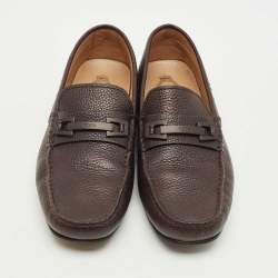 Pre Owned حذاء لوفرز تودز بجلد بني داكن بتصميم بيت سليب أون مقاس 41.5