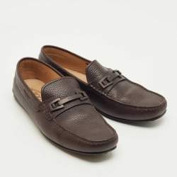 Pre Owned حذاء لوفرز تودز بجلد بني داكن بتصميم بيت سليب أون مقاس 41.5