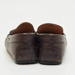Pre Owned حذاء لوفرز تودز بجلد بني داكن بتصميم بيت سليب أون مقاس 41.5