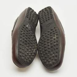 Pre Owned حذاء لوفرز تودز بجلد بني داكن بتصميم بيت سليب أون مقاس 41.5