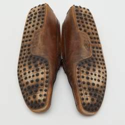 Pre Owned Tod's Dark Brown Leather Slip On Driving Loafers Size 45