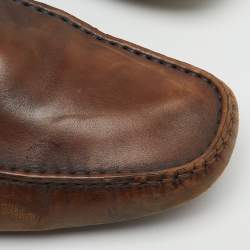 Pre Owned Tod's Dark Brown Leather Slip On Driving Loafers Size 45