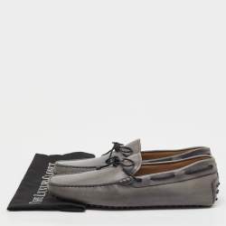 مملوكة مسبقًا Tod's Grey Leather Slip On Loafers Size 45.5