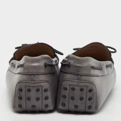 مملوكة مسبقًا Tod's Grey Leather Slip On Loafers Size 45.5